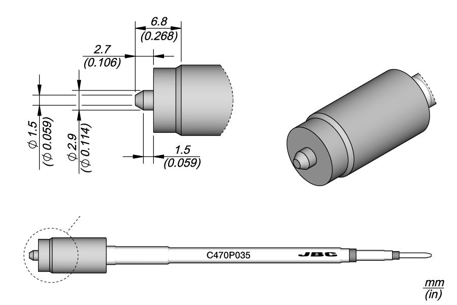 C470P035 - Inner Pin Connector Chrome Finish Cartridge